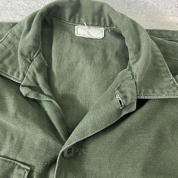 Vintage Green Cotton Sateen Military Shacket Shirt Jacket 38 Bust - Picture 5 of 6